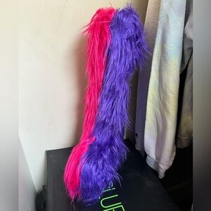 Dolls Kill Pink And Purple Furry Platform Boots